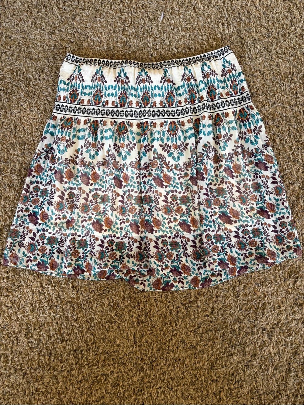 Max Studio Cream Floral Tiered Skirt